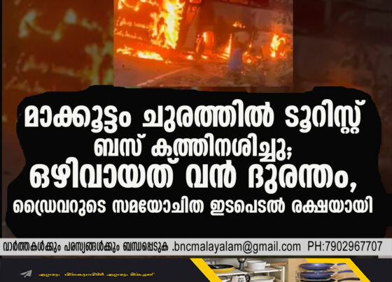 Blaze on Makkoottam Pass: Tourist Bus Incinerated in Seconds; Driver's Swift Action Averts Major Tragedy on Kannur-Kodagu Border