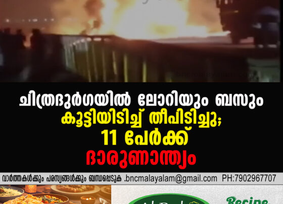 11 Killed as Container Lorry Crashes Into Bus and Bursts Into Flames Near Chitradurga