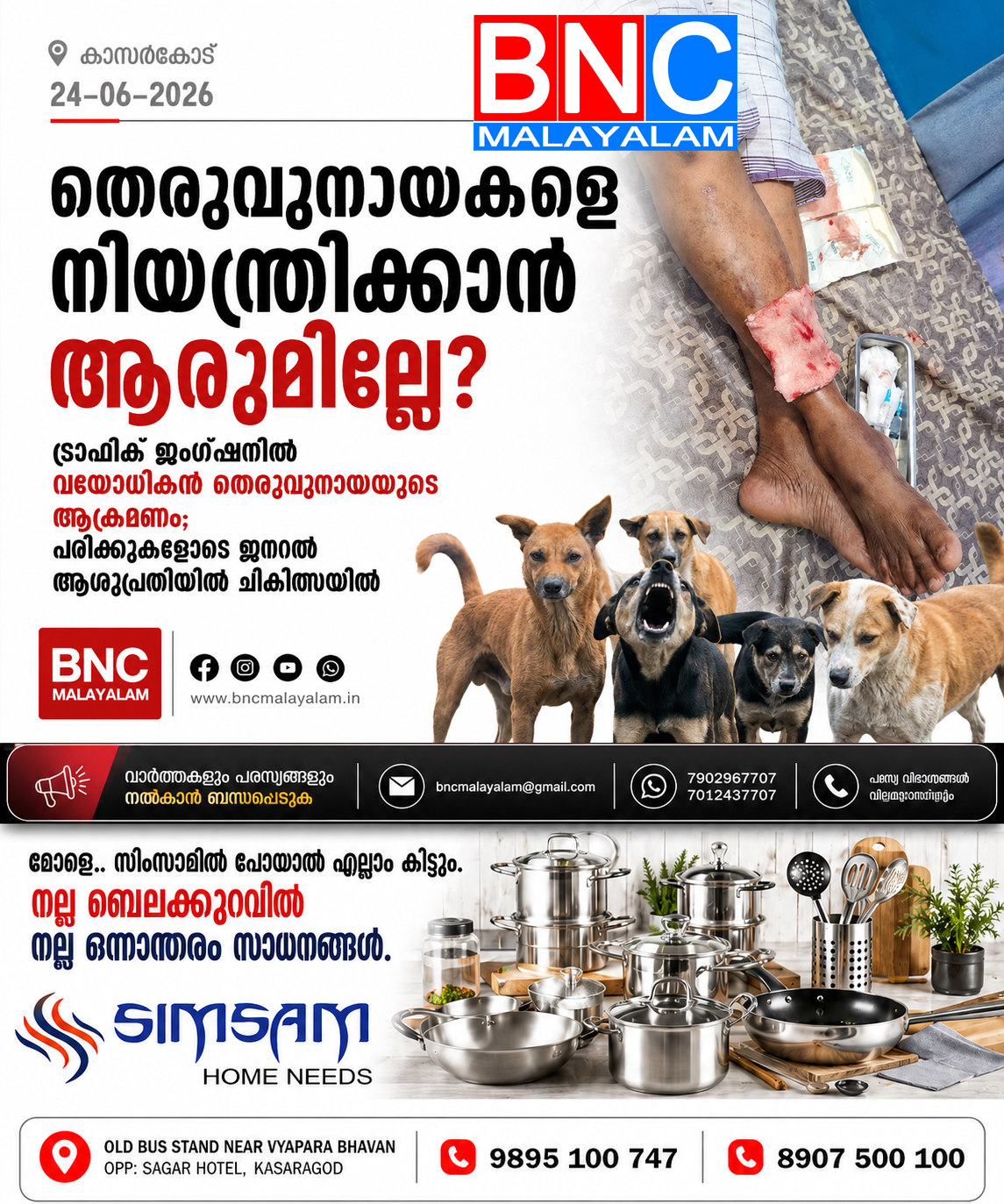 368: ട്രാഫിക് ജംഗ്ഷനിൽ വയോധികന് തെരുവുനായയുടെ ആക്രമണം; പരിക്കുകളോടെ ജനറൽ ആശുപത്രിയിൽ പ്രവേശിപ്പിച്ചു .