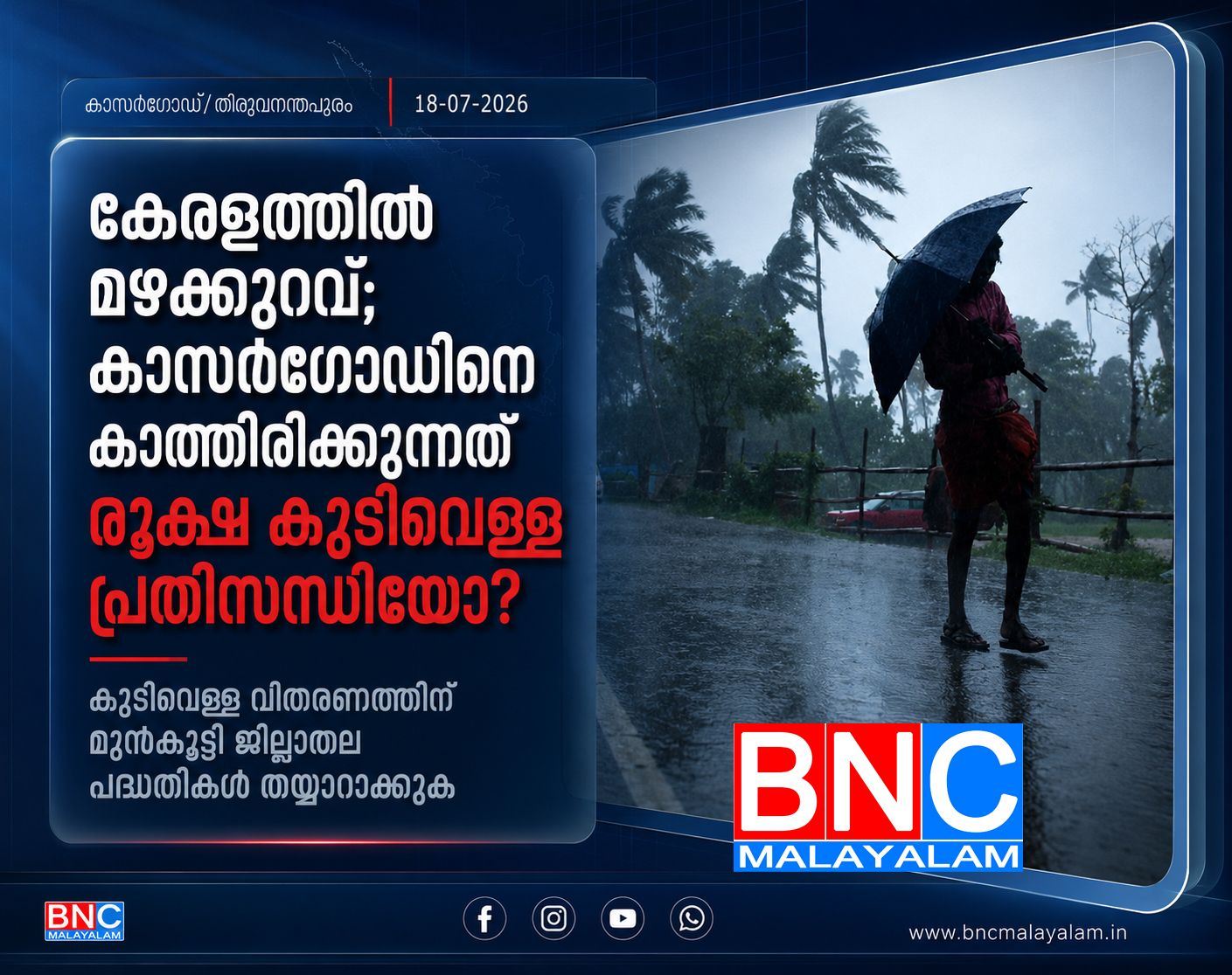 432: കേരളത്തിൽ മഴക്കുറവ്; കാസർഗോഡിനെ കാത്തിരിക്കുന്നത് രൂക്ഷ കുടിവെള്ള പ്രതിസന്ധിയോ?