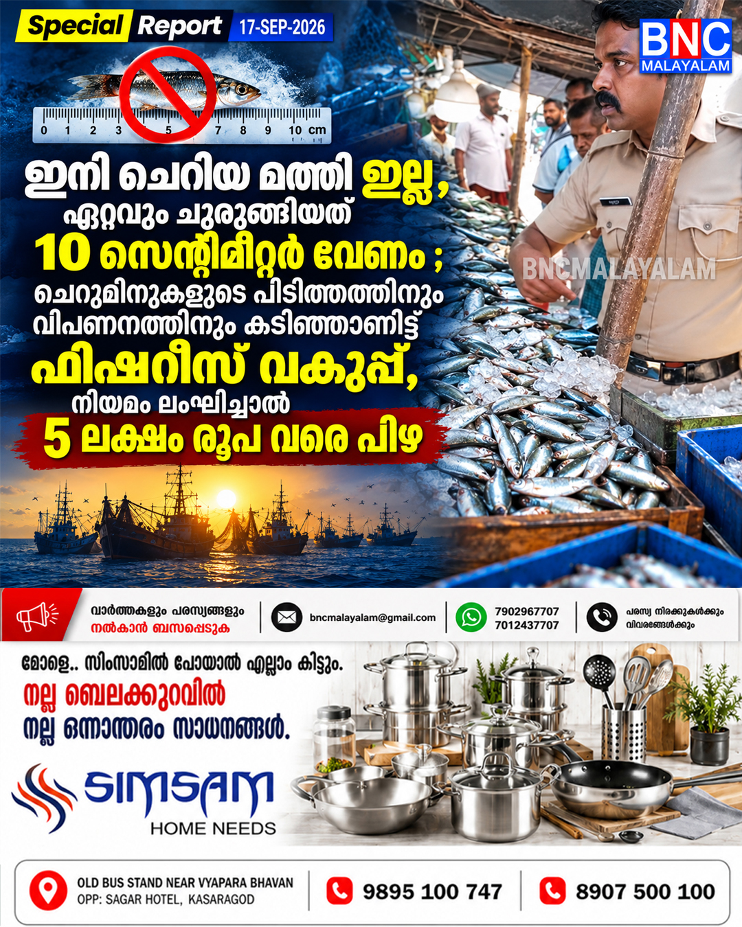 602: ഇനി ചെറിയ മത്തി ഇല്ല , ഏറ്റവും ചുരുങ്ങിയത് 10 സെന്റീമീറ്റർ വേണം ; ചെറുമീനുകളുടെ പിടിത്തത്തിനും വിപണനത്തിനും കടിഞ്ഞാണിട്ട് ഫിഷറീസ് വകുപ്പ്, നിയമം ലംഘിച്ചാൽ 5 ലക്ഷം രൂപ വരെ പിഴ